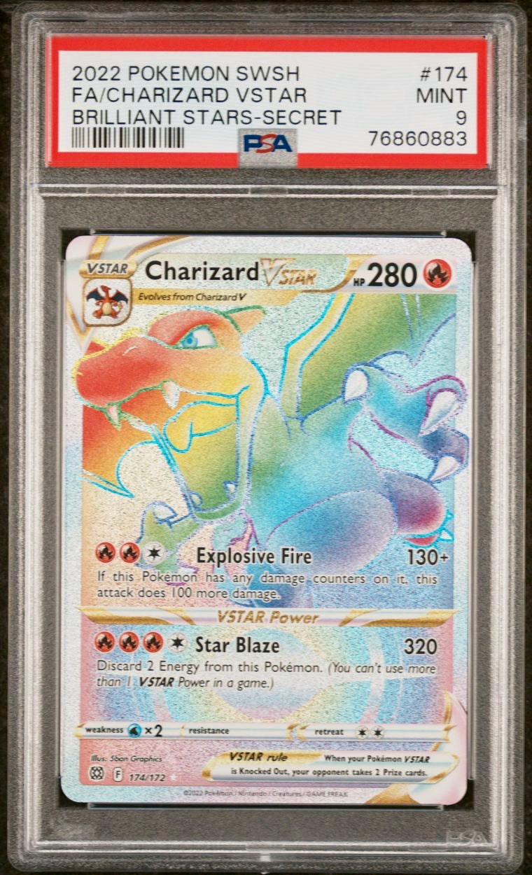 PSA 9 - Charizard VSTAR 174/172 SWSH Brilliant Stars - Pokemon