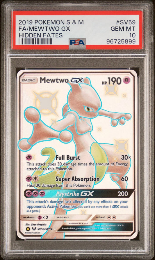 PSA 10 - Mewtwo GX SV59/SV94 SM Hidden Fates - Pokemon