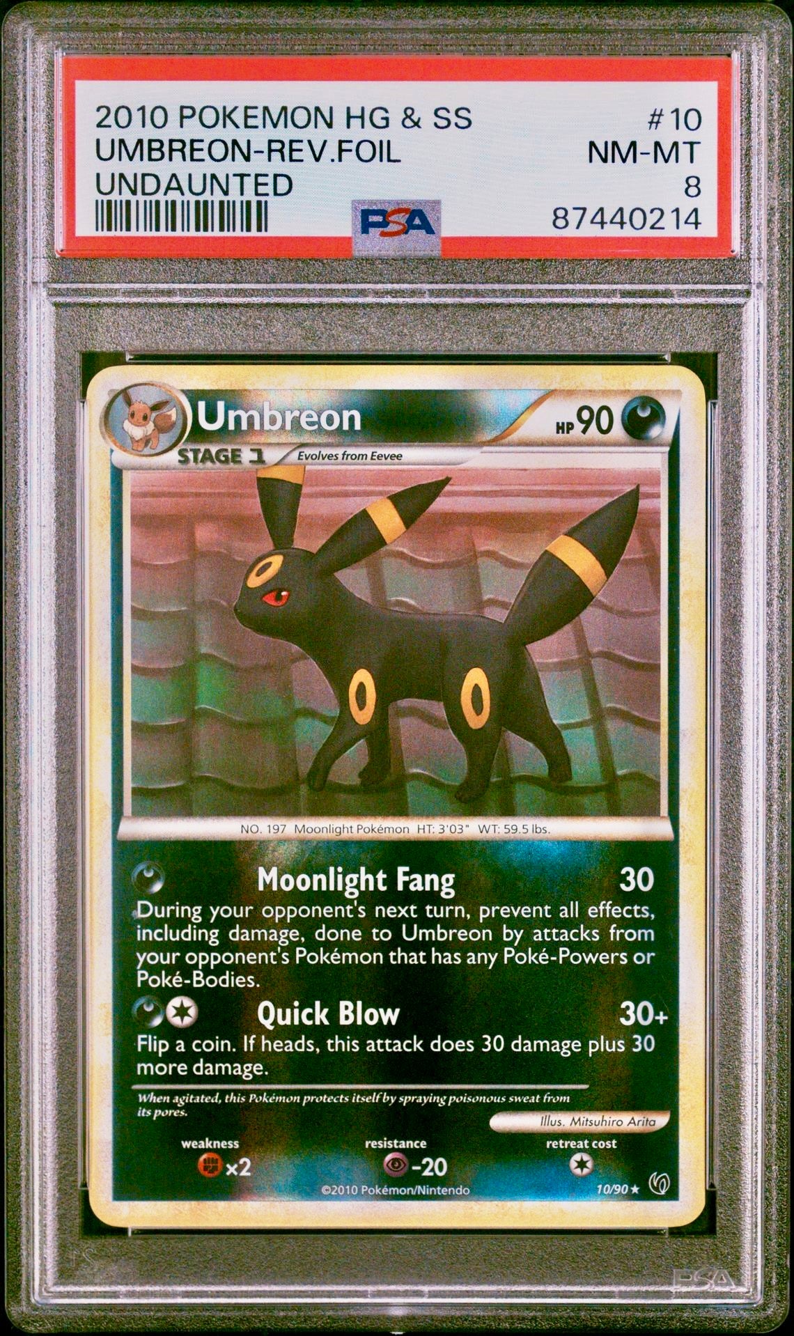 PSA 8 - Umbreon Reverse 10/90 HGSS Undaunted - Pokemon