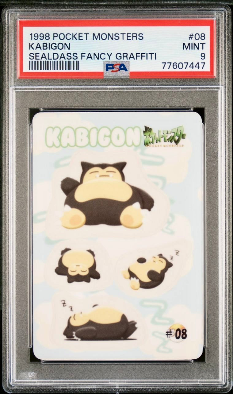 PSA 9 - Snorlax (Kabigon) #08 Sealdass Fancy Graffiti 1998 Pocket Monsters - Pokemon