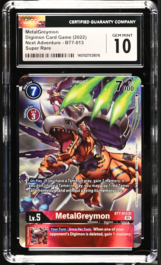 CGC 10 - Metal Greymon BT7-013 Super Rare Next Adventure - Digimon