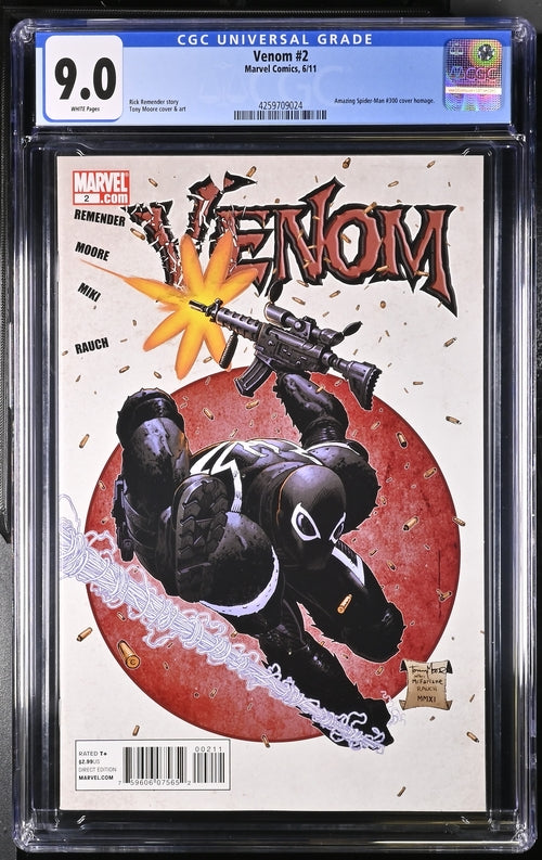 CGC 9.0 - Venom #2 - 6/11 - Amazing Spider man #300 Homage - Comic