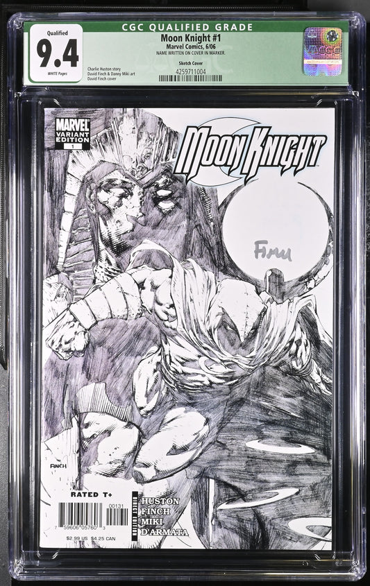 CGC 9.4 - Moon Knight #1 - 6/06 - Sketch Cover - Signed Finch - Comic