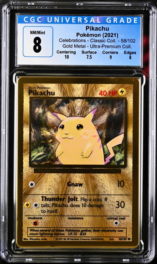 CGC 8 - Metal Pikachu 52/102 SWSH Celebrations Ultra Premium Collection - Pokemon