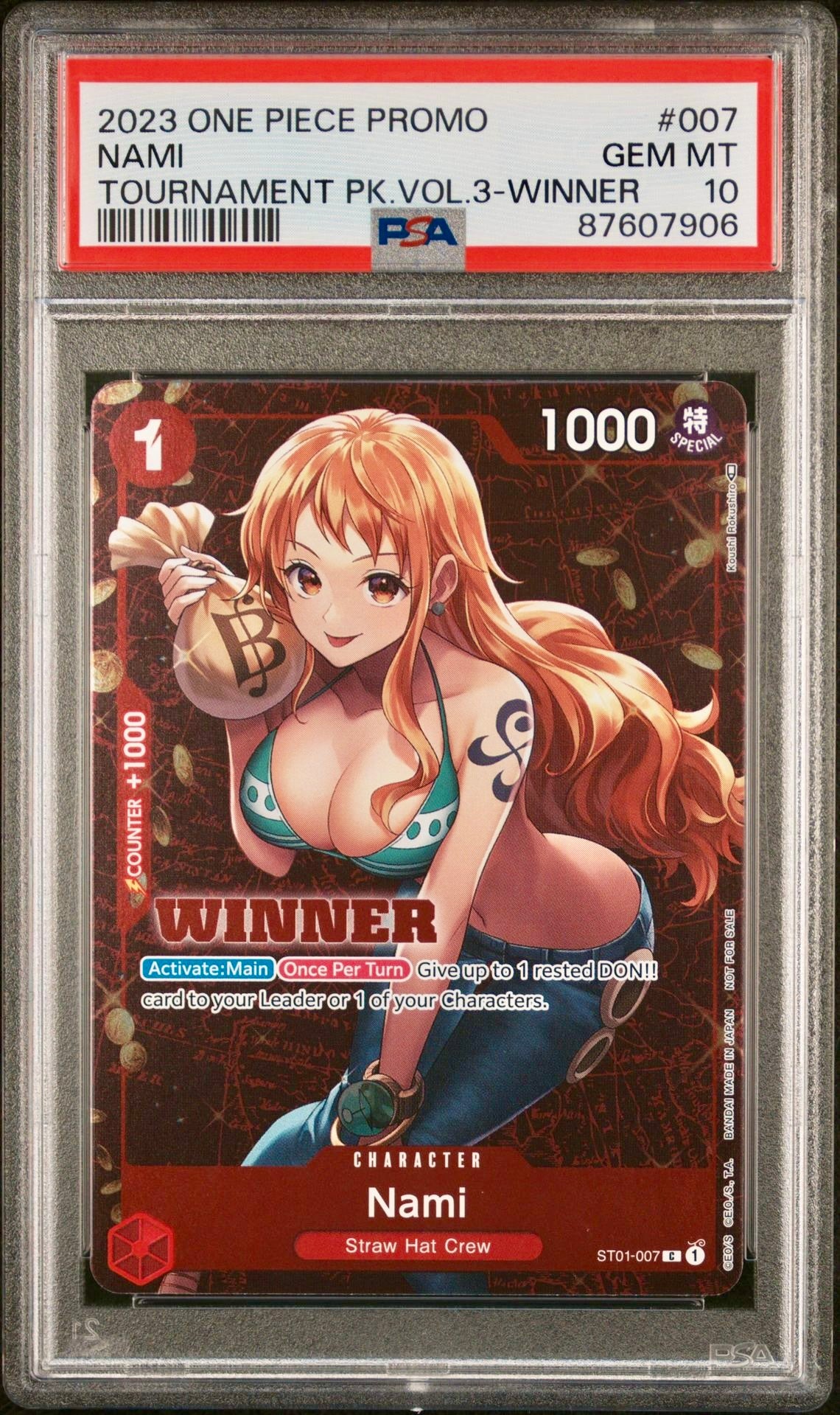 PSA 10 - Nami Winner ST01-007 Tournament Pack Vol. 3 - One Piece