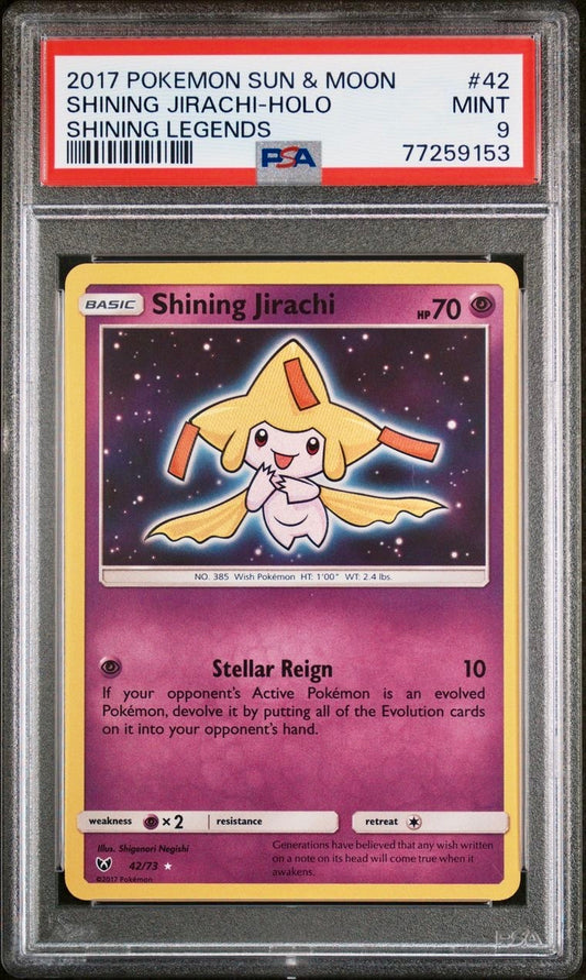 PSA 9 - Shining Jirachi 42/73 S&M Shining Legends - Pokemon