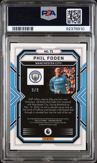 PSA 10 - Phil Foden /9 2022-23 Obsidian Electric Etch Contra #71