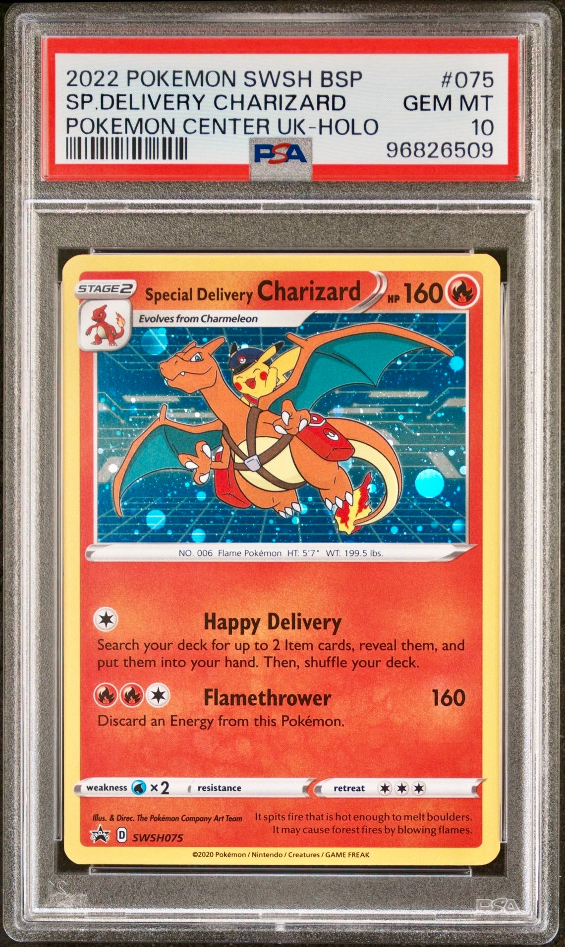 PSA 10 - Special Delivery Charizard SWSH075 Pokemon Center UK Promo - Pokemon