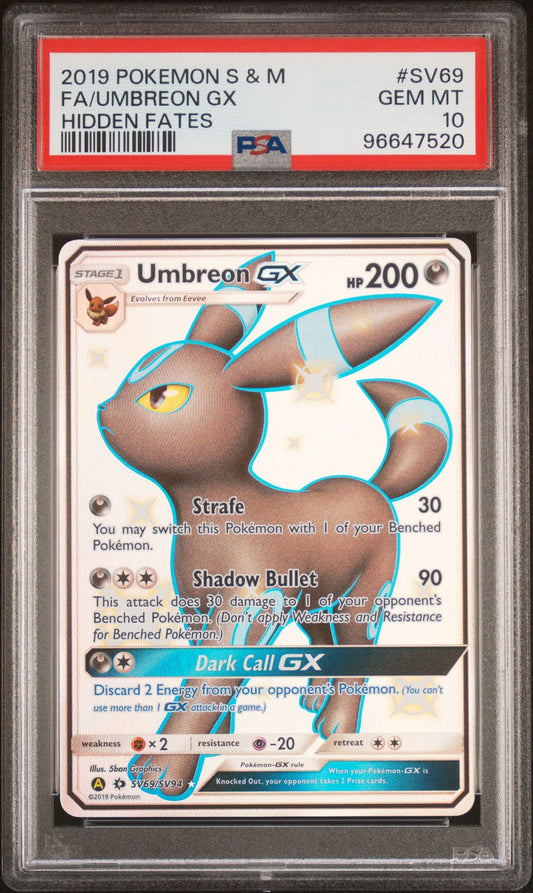 PSA 10 - Umbreon GX SV69/SV94 SM Hidden Fates - Pokemon