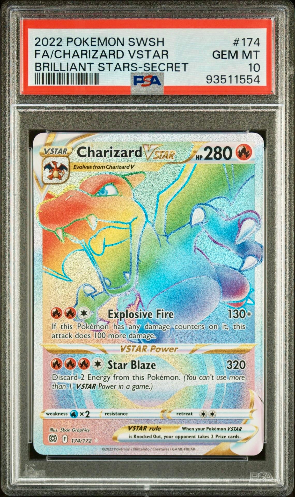 PSA 10 - Charizard VSTAR 174/172 SWSH Brilliant Stars - Pokemon