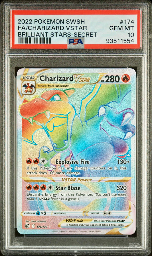 PSA 10 - Charizard VSTAR 174/172 SWSH Brilliant Stars - Pokemon