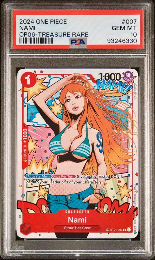 PSA 10 - Nami Treasure Rare ST1-007 OP06 Wings of the Captain - One Piece