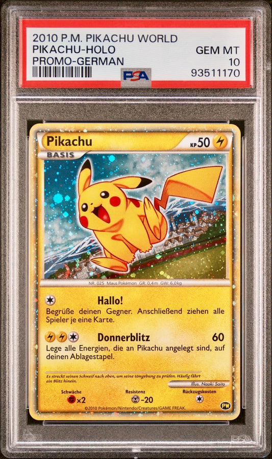 PSA 10 - Pikachu German Holo 2010 Pokemon World Promo - Pokemon