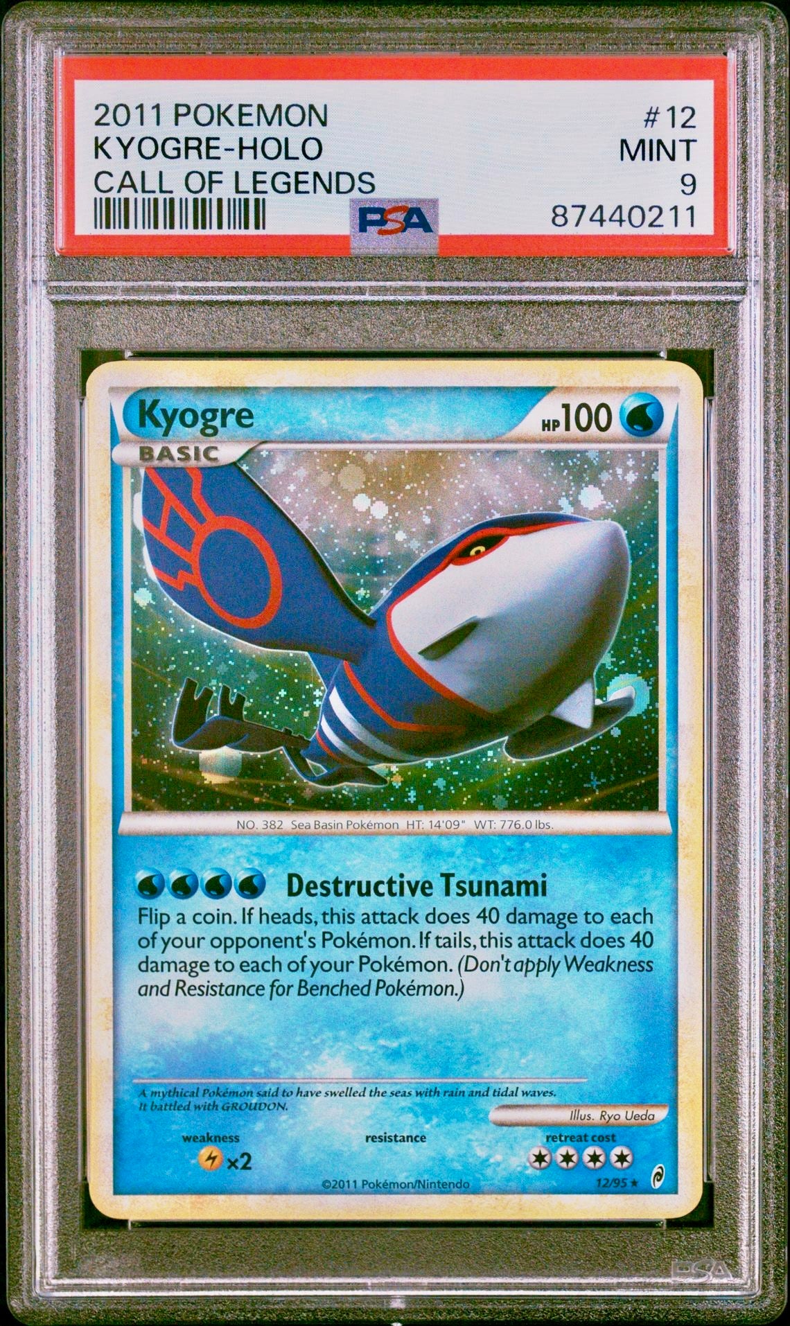 PSA 9 - Kyogre Holo 12/95 Call of Legends - Pokemon