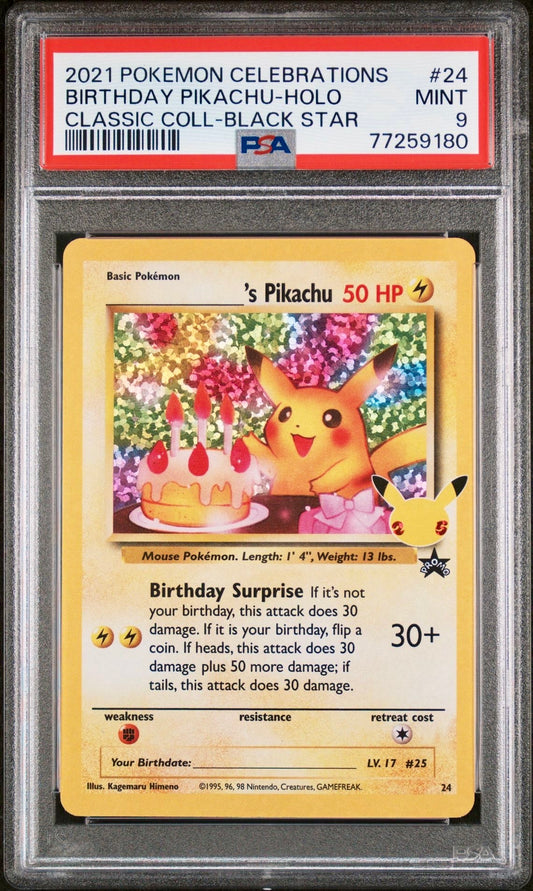 PSA 9 - Birthday Pikachu 24 SWSH Celebrations Classic Collection - Pokemon