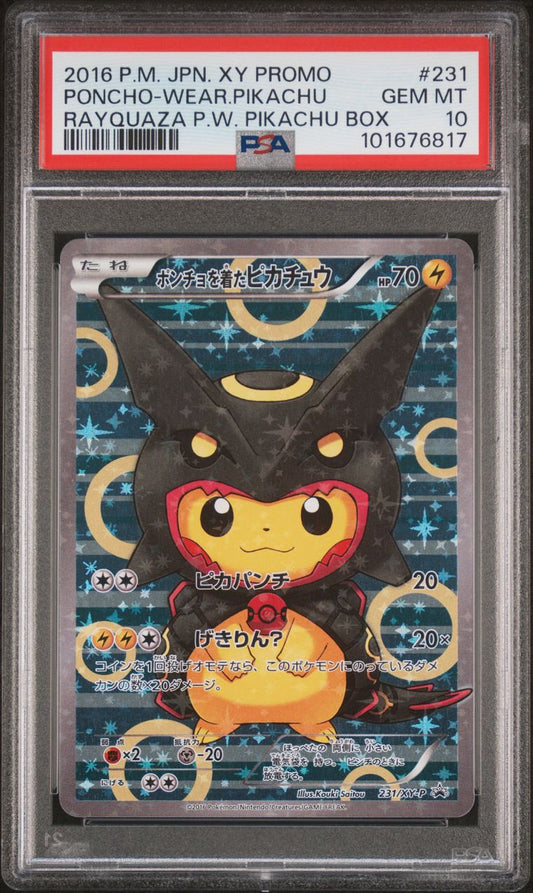 PSA 10 - Mega Rayquaza Poncho-Wearing Pikachu 231/XY-P Promo - Pokemon