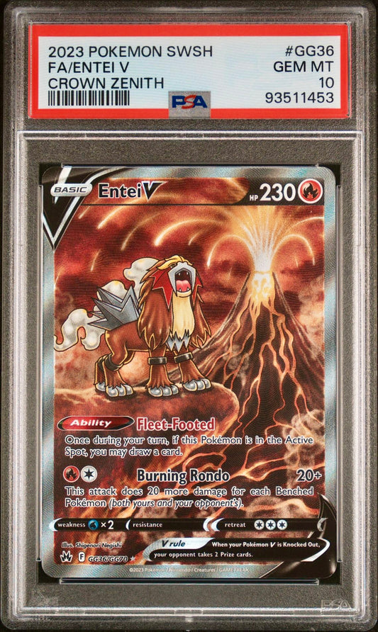 PSA 10 - Entei V GG36/GG70 SWSH Crown Zenith - Pokemon