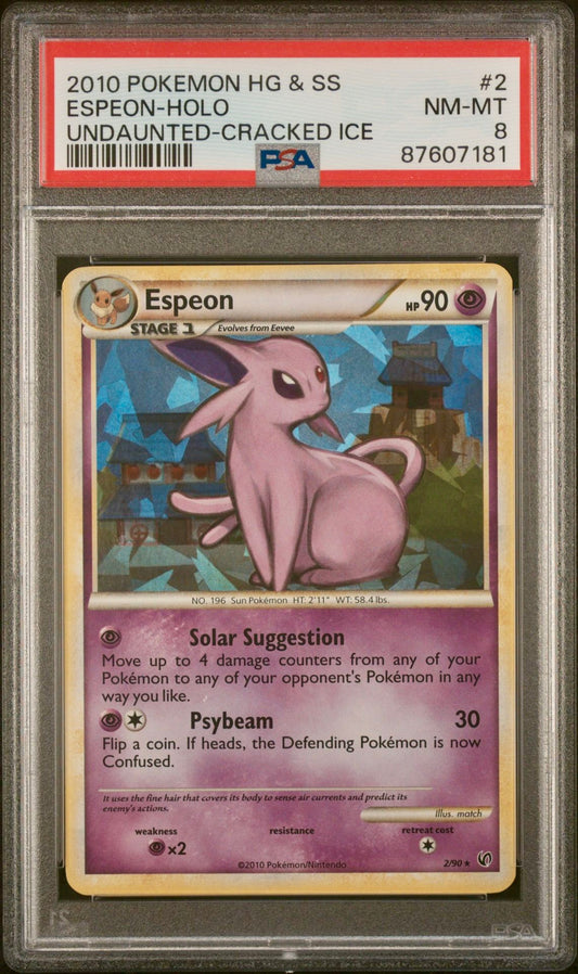 PSA 8 - Espeon Cracked Ice 2/90 HG&SS Undaunted - Pokemon