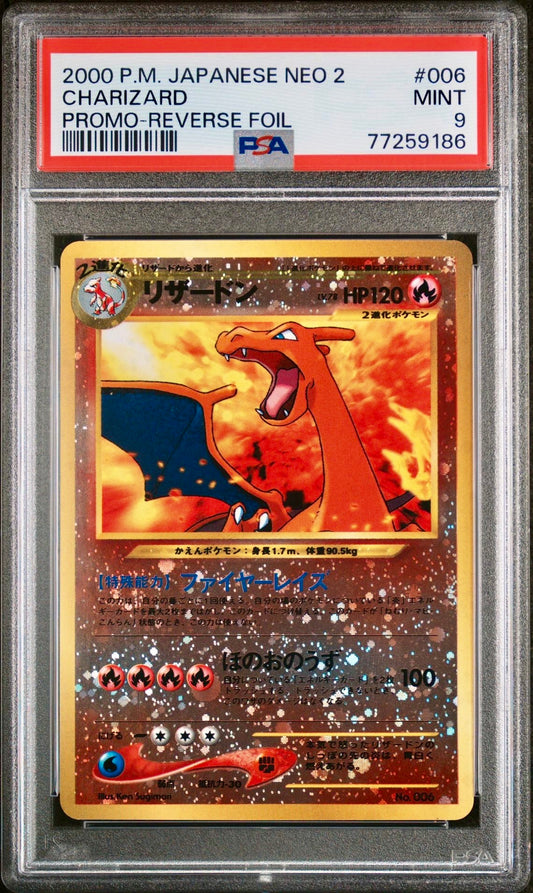 PSA 9 - Charizard 006 Neo 2 Japanese Promo Reverse Holo - Pokemon