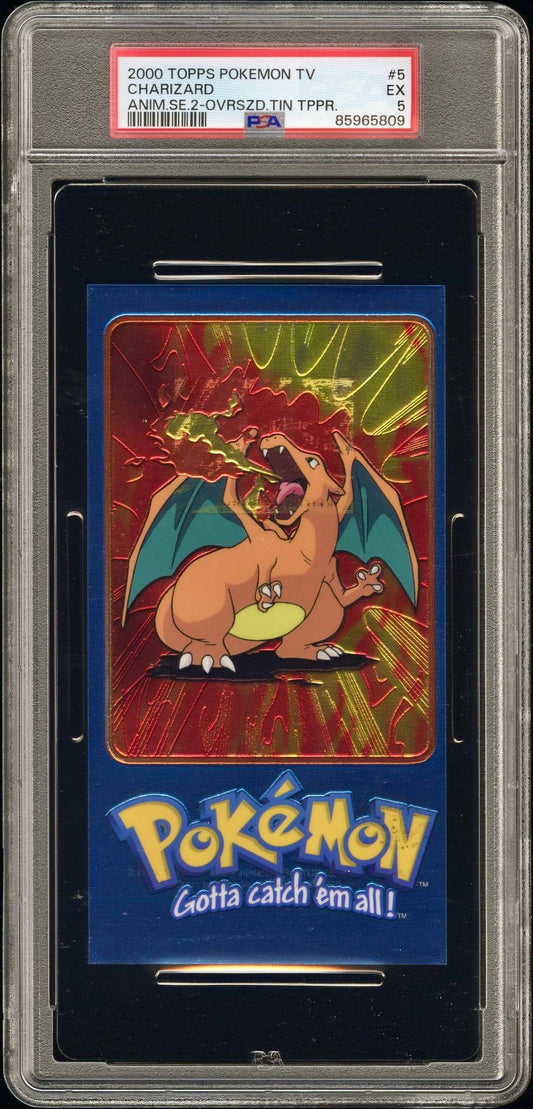 PSA 5 - Charizard TOPPS Anime Ser. 2 O/S Tin Topper- Pokemon