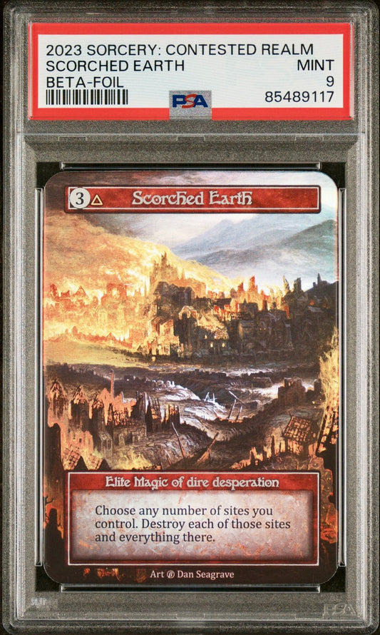 PSA 9 - Scorched Earth (Elite Foil) Beta - Sorcery