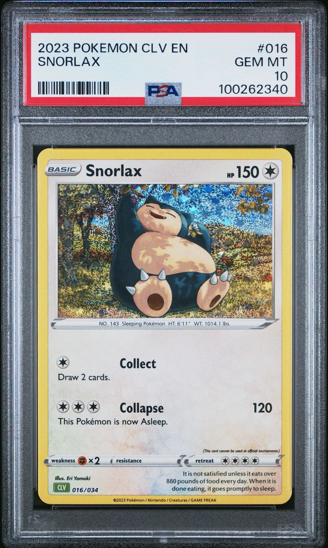 PSA 10 - Snorlax Holo 016/034 CLV English Classic Collection - Pokemon