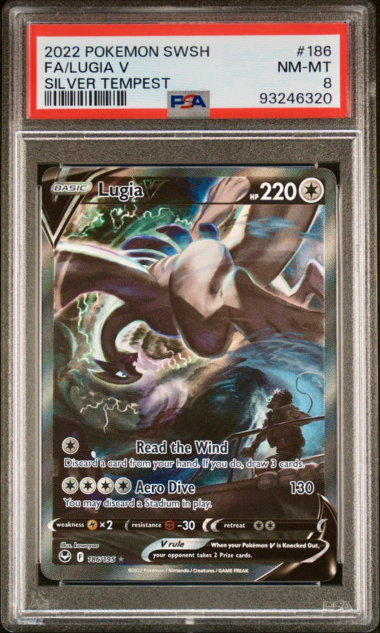 PSA 8 - Lugia V Alt 186/195 SWSH Silver Tempest - Pokemon