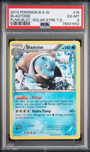 PSA 6 - Blastoise 16/101 Black and White Plasma Blast PLMS.BLST.-SOLAR STRK.T.D. - Pokemon