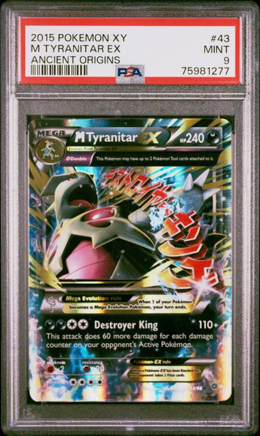 PSA 9 - M Tyranitar EX 43/98 Ancient Origins - Pokemon