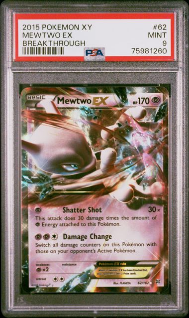 PSA 9 - Mewtwo EX 62/162 Breakthrough - Pokemon