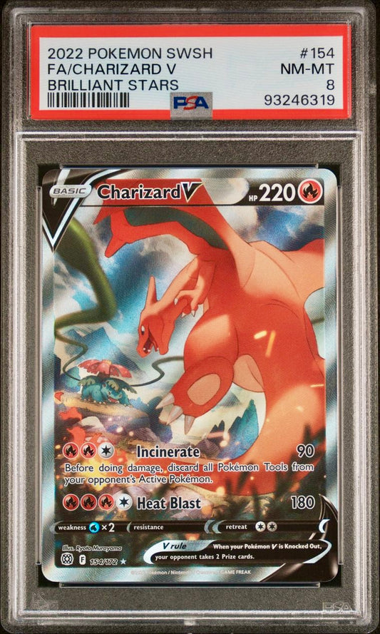 PSA 8 - Charizard V 154/172 SWSH Brilliant Stars - Pokemon