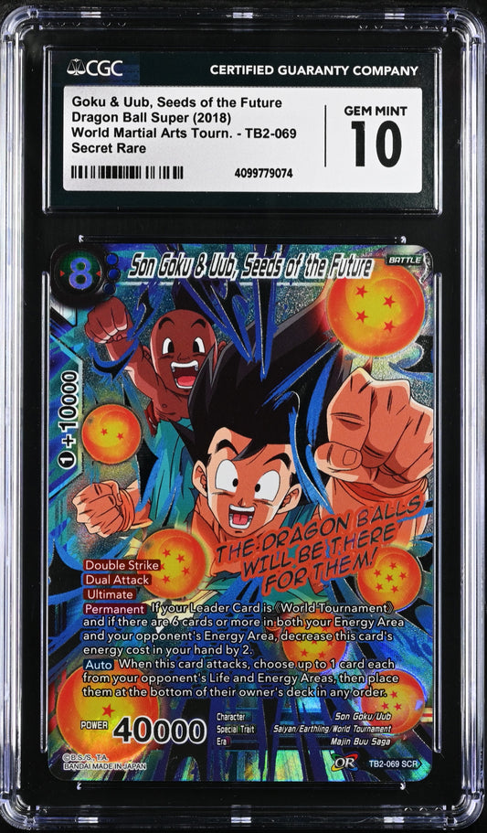 CGC 10 - Son Goku & Uub, Seeds of the Future TB2-069 SCR - DBS