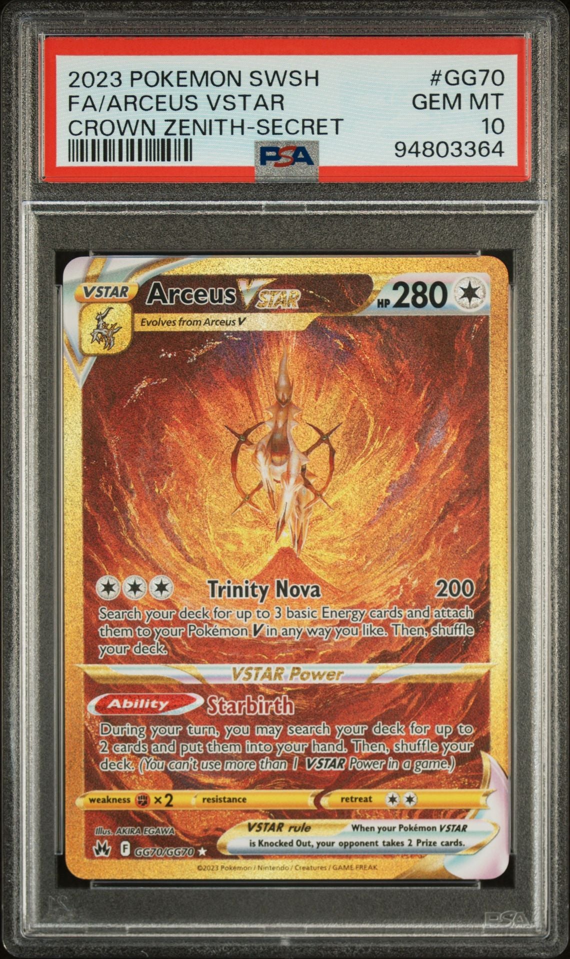 PSA 10 - Arceus VSTAR GG70/GG70 SWSH Crown Zenith - Pokemon