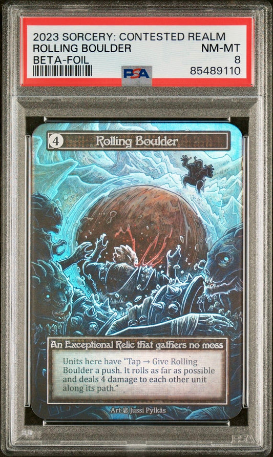 PSA 8 - Rolling Boulder (Exceptional Foil) Beta - Sorcery