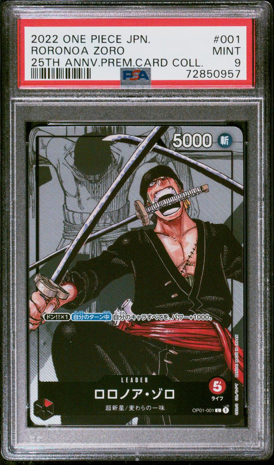 PSA 9 - Roronoa Zoro OP01-001 25th Anniversary Collection - One Piece