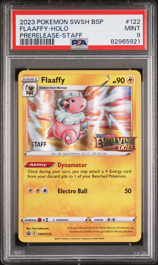 PSA 9 - Flaafy SWSH122 STAFF Evolving Skies Prerelease - Pokemon