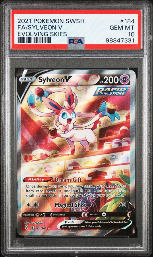 PSA 10 - Sylveon V 184/203 SWSH Evolving Skies - Pokemon