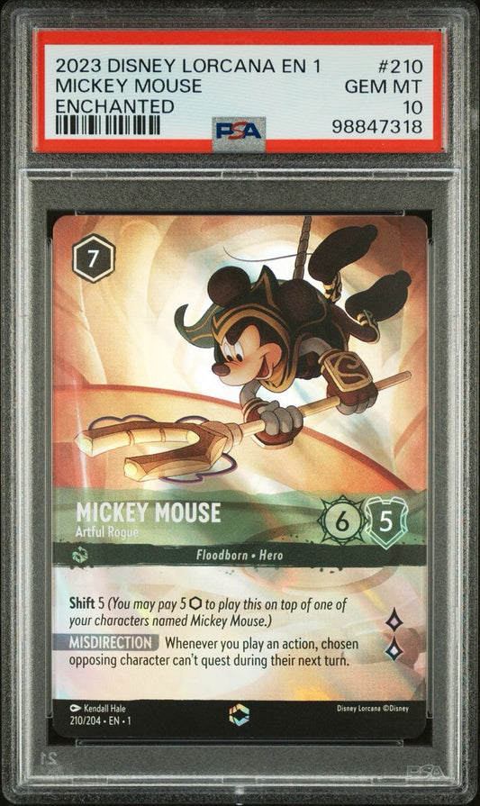 PSA 10 - Mickey Mouse Enchanted 210/204 EN1 First Chapter - Disney Lorcana