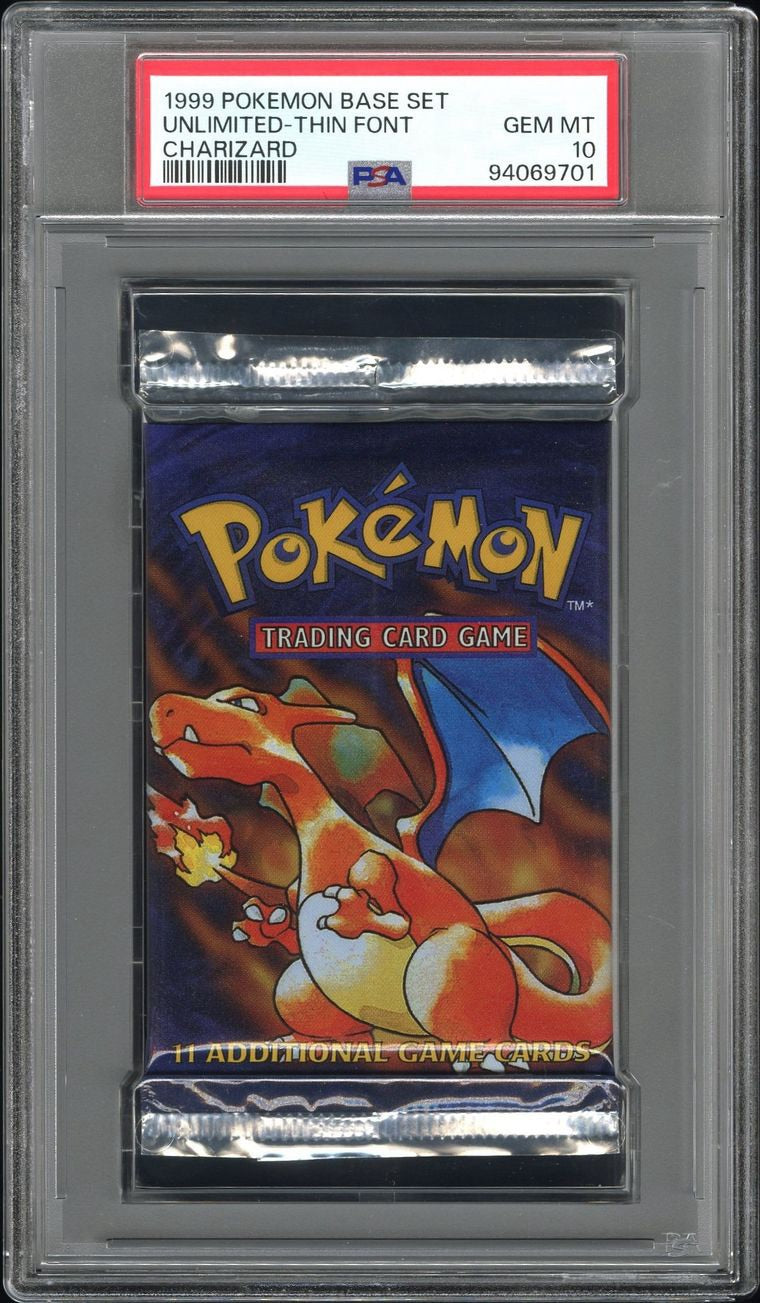 PSA 10 - Charizard Art 1999 Base Set Unlimited Thin Font Booster - Pokemon