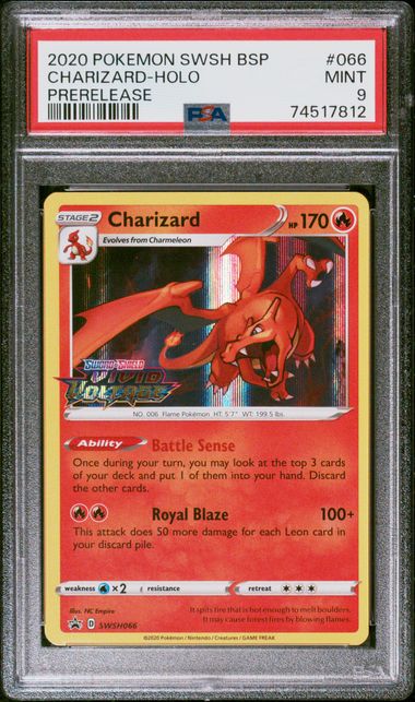 PSA 9 - Charizard SWSH066 Pre Release - Pokemon