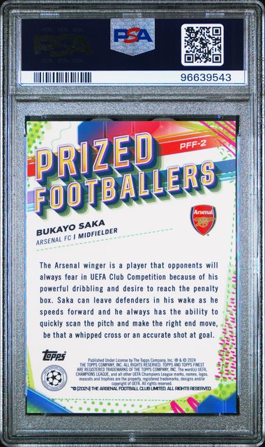 PSA 9 - Bukayo Saka 2023-24 PFF2 Topps Prized Footballer Yellow/Red - Football