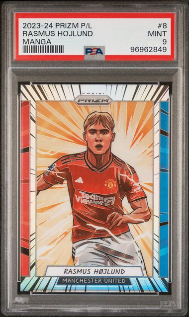 PSA 9 - Rasmus Hojlund 2023-24 Prizm P/L Manga #8 - Football