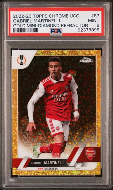 PSA 9 - Gabriel Martinelli /50 2022-23 Topps Chrome Gold Mini Diamond Refractor #57 - Football