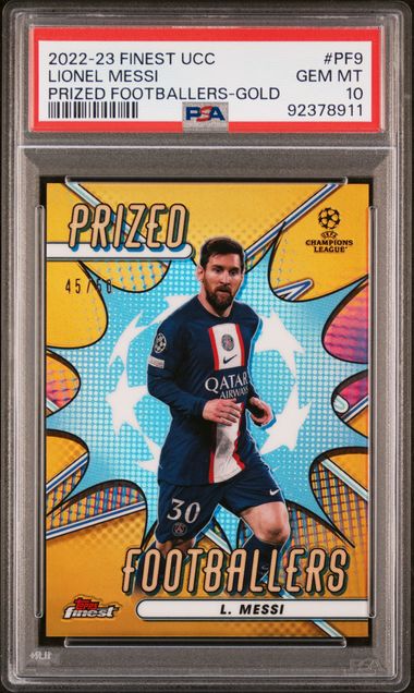 PSA 10 - Lionel Messi 2022-23 Topps Finest gold /50 Prized Footballer PF-9