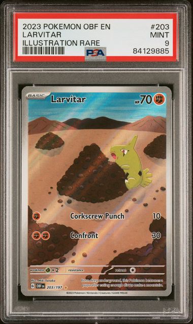 PSA 9 - Larvitar 203/197 SV Obsidian Flames - Pokemon