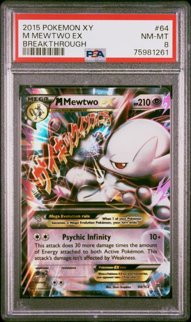 PSA 8 - M Mewtwo EX 64/162 Breakthrough - Pokemon