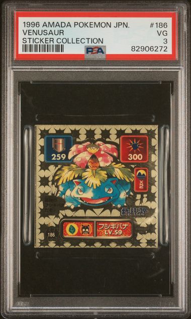 PSA 3 - Venusaur #186 Amada Sticker Collection - Pokemon