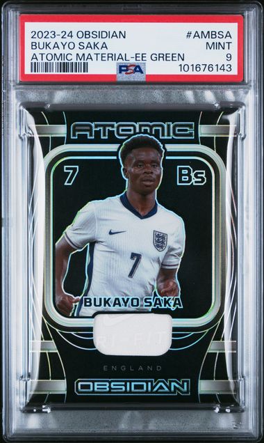 PSA 9 - Bukayo Saka 4/5 2023-24 Obsidian Atomic Material EE Green - Football