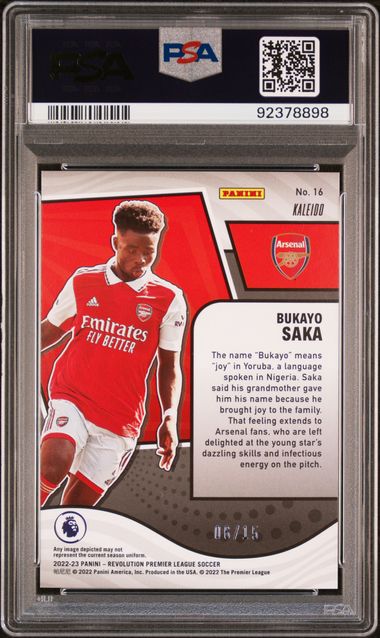 PSA 10 - Bukayo Saka /15 2022-23 Revolution Kaleido #16 Pop 3