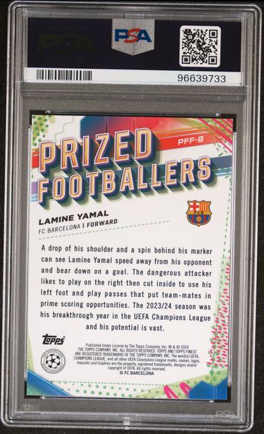 PSA 9 - Lamine Yamal 23/60 2023-24 PFF8 Topps Prized Footballer Purple/Red